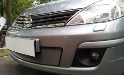 1 539 р. Сетка на бампер Russtal (хром) Nissan Tiida 1 седан C11 рестайлинг (2010-2014)  с доставкой в г. Вологда. Увеличить фотографию 2