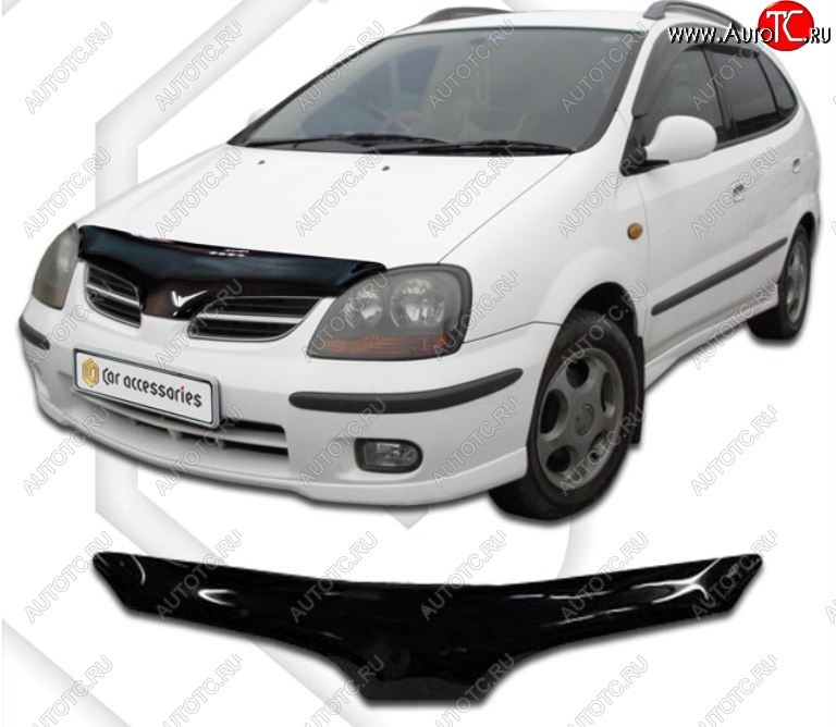 1 999 р. Дефлектор капота CA-Plastic  Nissan Tino (1998-2003) V10 доресталийнг (Classic черный, Без надписи)  с доставкой в г. Вологда