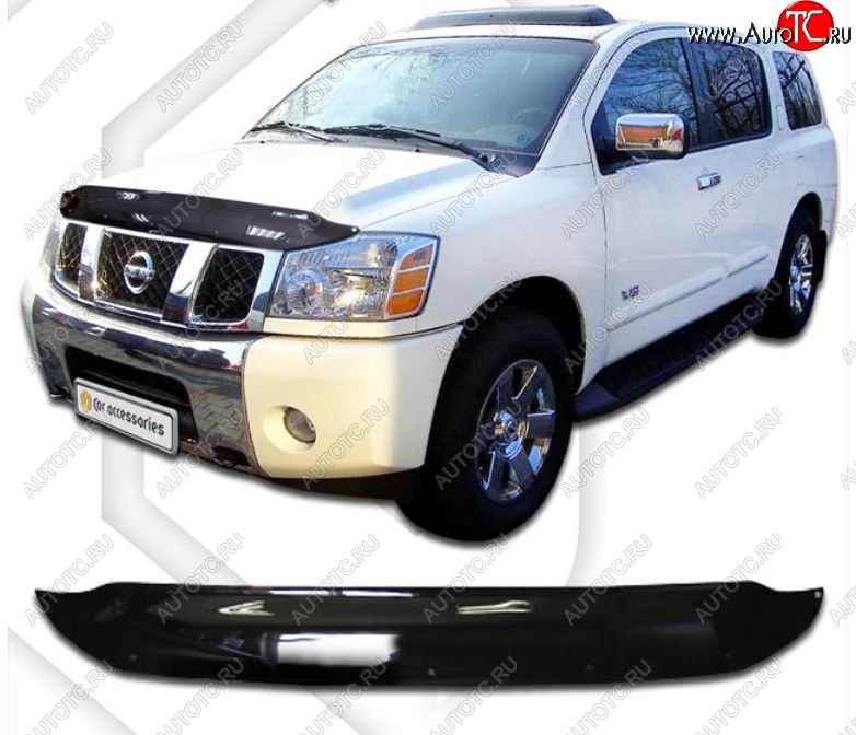2 159 р. Дефлектор капота CA-Plastiс  Nissan titan (2003-2015) (Classic черный, Без надписи)  с доставкой в г. Вологда