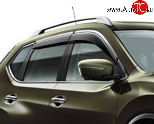 2 499 р. Комплект дефлекторов окон SkyLine (хром молдинг) Nissan X-trail 3 T32 рестайлинг (2017-2022)  с доставкой в г. Вологда
