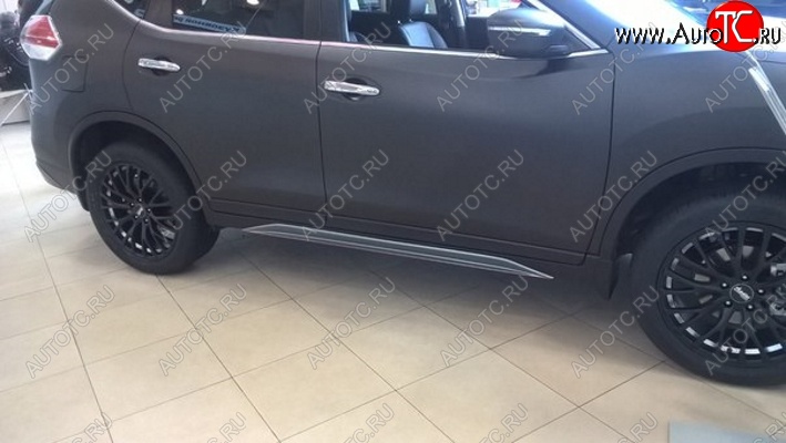 7 949 р. Пластиковые порожки АвтоКрат Nissan X-trail 3 T32 рестайлинг (2017-2022) (Неокрашенные)  с доставкой в г. Вологда