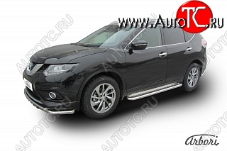 14 579 р. Защита штатных порогов с листом Arbori (нержавейка, алюминий, d57) Nissan X-trail 3 T32 рестайлинг (2017-2022)  с доставкой в г. Вологда
