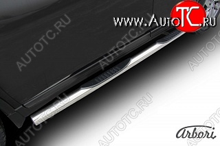 14 579 р. Защита штатных порогов Arbori (с проступью, нержавейка, d76 mm). Nissan X-trail 3 T32 рестайлинг (2017-2022)  с доставкой в г. Вологда