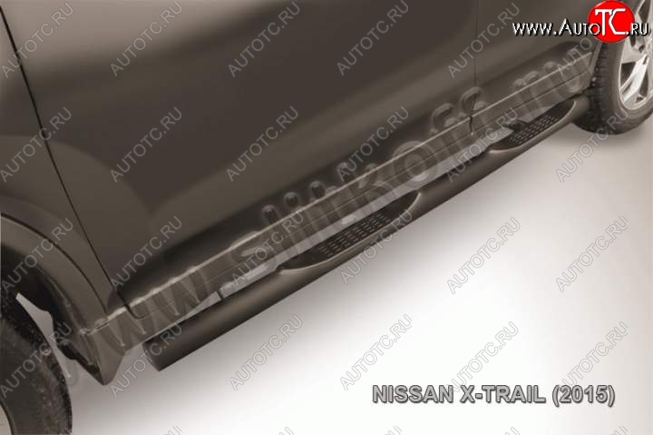 12 399 р. Защита порогов Slitkoff Nissan X-trail 3 T32 рестайлинг (2017-2022) (Цвет: серебристый)  с доставкой в г. Вологда