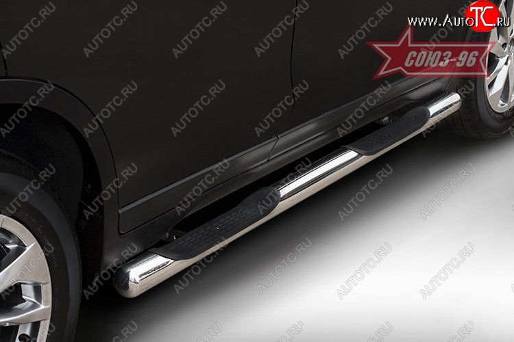16 289 р. Защита порогов с проступью Souz-96 (d76) Nissan X-trail 3 T32 рестайлинг (2017-2022)  с доставкой в г. Вологда