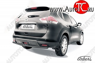 5 669 р. Защита заднего бампера Arbori (черная, 1 труба d57 mm). Nissan X-trail 3 T32 рестайлинг (2017-2022)  с доставкой в г. Вологда