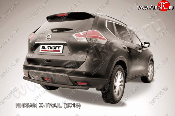 7 599 р. Защита задняя Slitkoff Nissan X-trail 3 T32 рестайлинг (2017-2022) (Цвет: серебристый)  с доставкой в г. Вологда