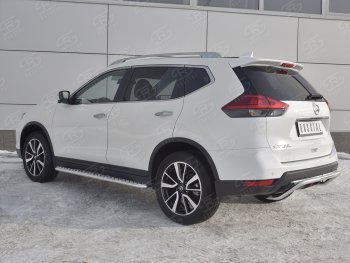 13 999 р. Защита заднего бампера (Ø42 мм волна, нержавейка) SLITKOFF Nissan X-trail 3 T32 рестайлинг (2017-2022)  с доставкой в г. Вологда. Увеличить фотографию 2