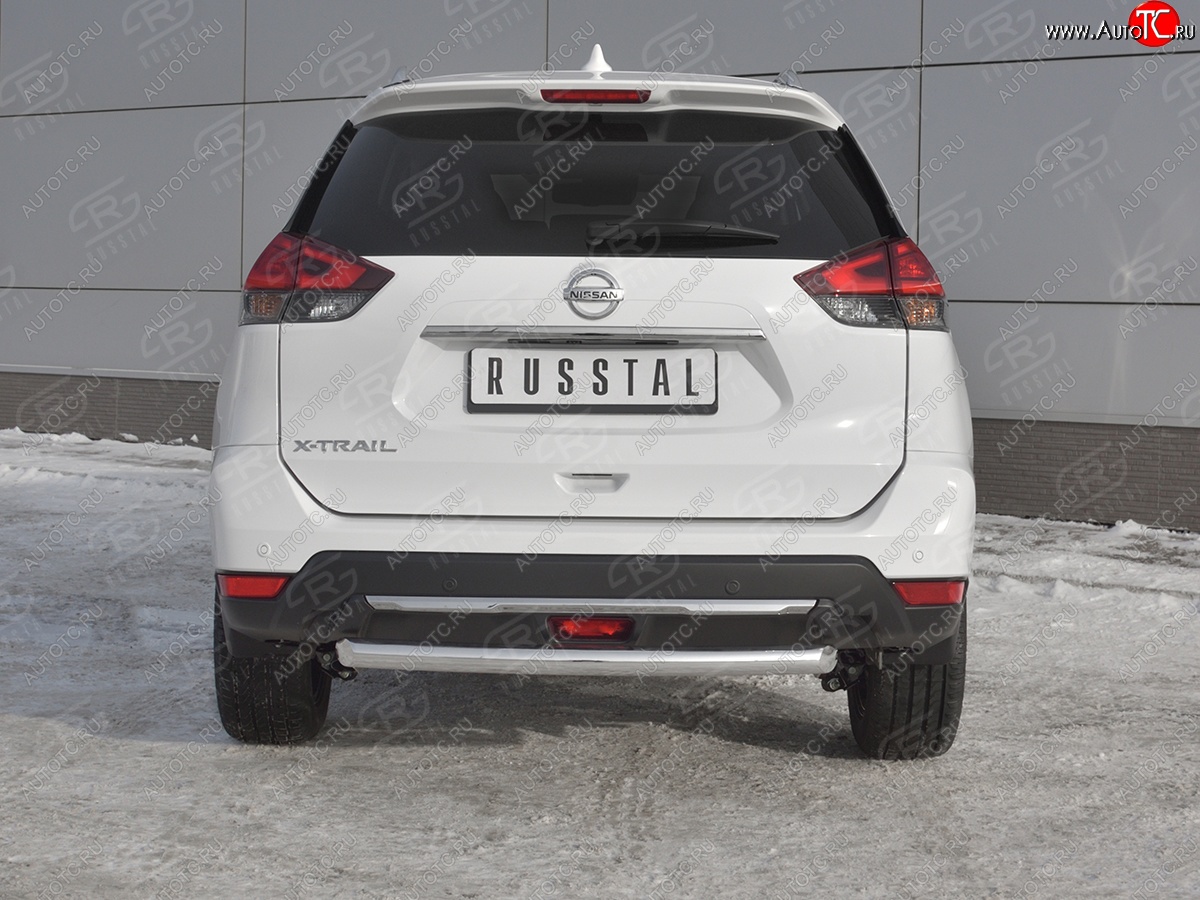 13 999 р. Защита заднего бампера (Ø63 мм, нержавейка) SLITKOFF Nissan X-trail 3 T32 рестайлинг (2017-2022)  с доставкой в г. Вологда