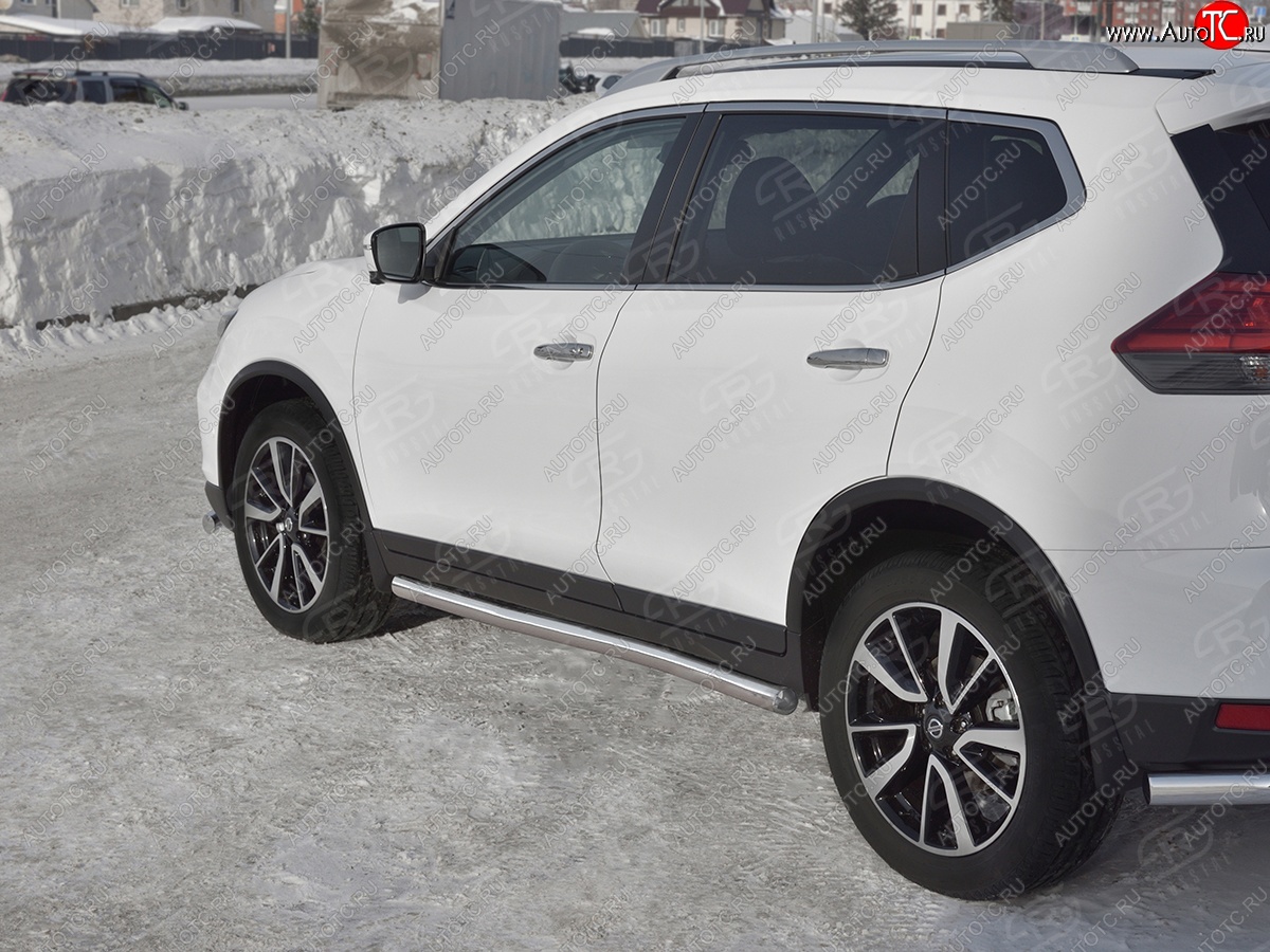 19 999 р. Защита порогов (Ø63 мм, нержавейка) SLITKOFF Nissan X-trail 3 T32 рестайлинг (2017-2022) (Вариант 3)  с доставкой в г. Вологда