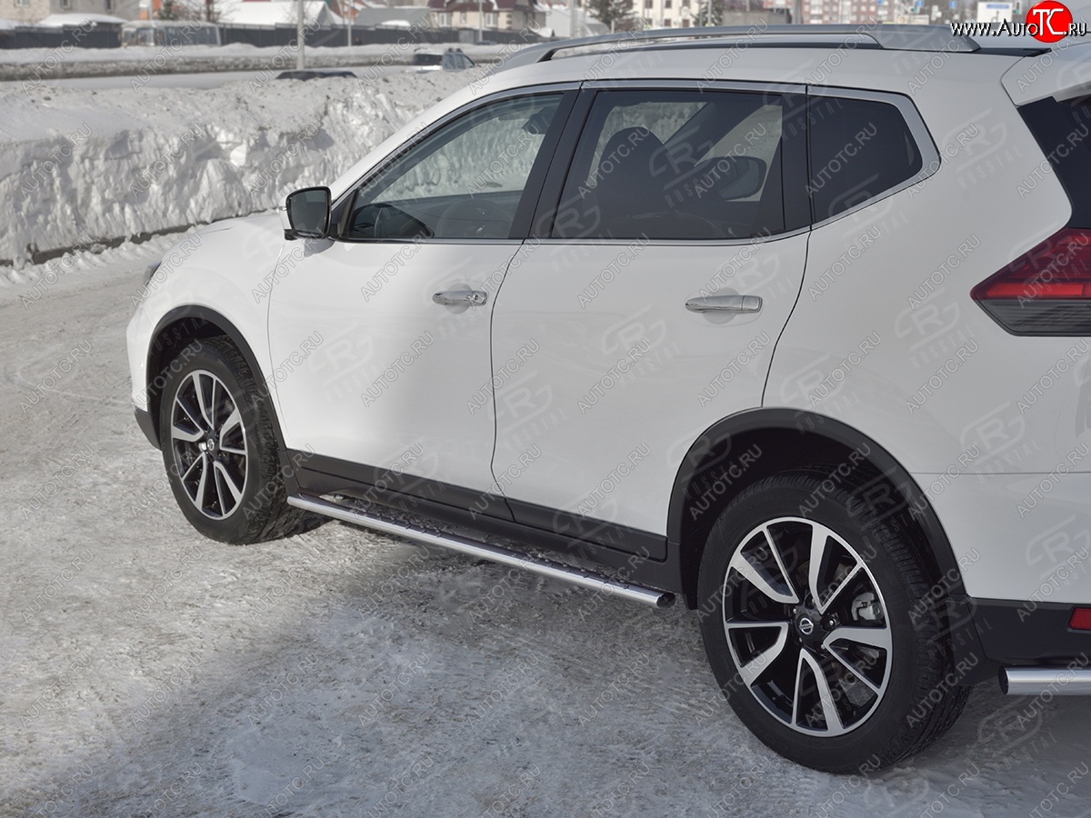 16 649 р. Защита порогов (Ø75x42 мм с проступью) Russtal Nissan X-trail 3 T32 рестайлинг (2017-2022)  с доставкой в г. Вологда