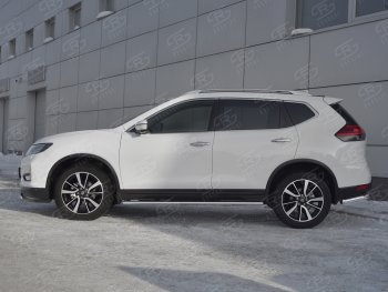 16 649 р. Защита порогов (Ø75x42 мм с проступью) Russtal Nissan X-trail 3 T32 рестайлинг (2017-2022)  с доставкой в г. Вологда. Увеличить фотографию 2