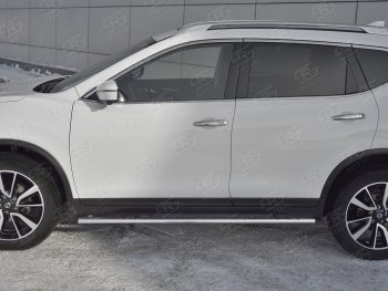 16 649 р. Защита порогов (Ø75x42 мм с проступью) Russtal Nissan X-trail 3 T32 рестайлинг (2017-2022)  с доставкой в г. Вологда. Увеличить фотографию 3