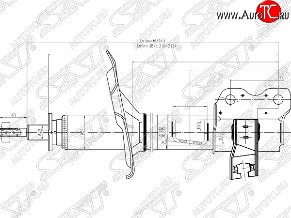 3 479 р. Правый амортизатор задний SAT Nissan X-trail 1 T30 дорестайлинг (2000-2003)  с доставкой в г. Вологда