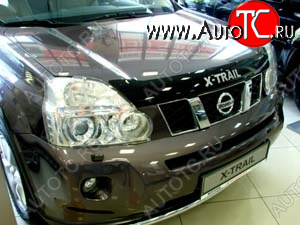 3 299 р. Дефлектор капота SIM (Logo) Nissan X-trail 2 T31 рестайлинг (2010-2015)  с доставкой в г. Вологда