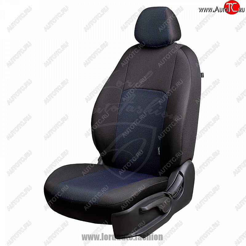 7 549 р. Чехлы для сидений Lord Autofashion Дублин (жаккард) Nissan X-trail 2 T31 рестайлинг (2010-2015) (Черный, вставка Ёж Синий)  с доставкой в г. Вологда