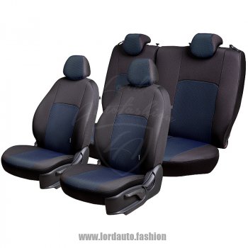 7 549 р. Чехлы для сидений Lord Autofashion Дублин (жаккард) Nissan X-trail 2 T31 рестайлинг (2010-2015) (Черный, вставка Ёж Синий)  с доставкой в г. Вологда. Увеличить фотографию 2