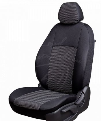 Чехлы для сидений Lord Autofashion Дублин (жаккард) Nissan X-trail 2 T31 рестайлинг (2010-2015) (Черный, вставка Прямоугольник черный)