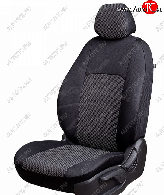 7 849 р. Чехлы для сидений Lord Autofashion Дублин (жаккард) Nissan X-trail 2 T31 рестайлинг (2010-2015) (Черный, вставка Прямоугольник черный)  с доставкой в г. Вологда