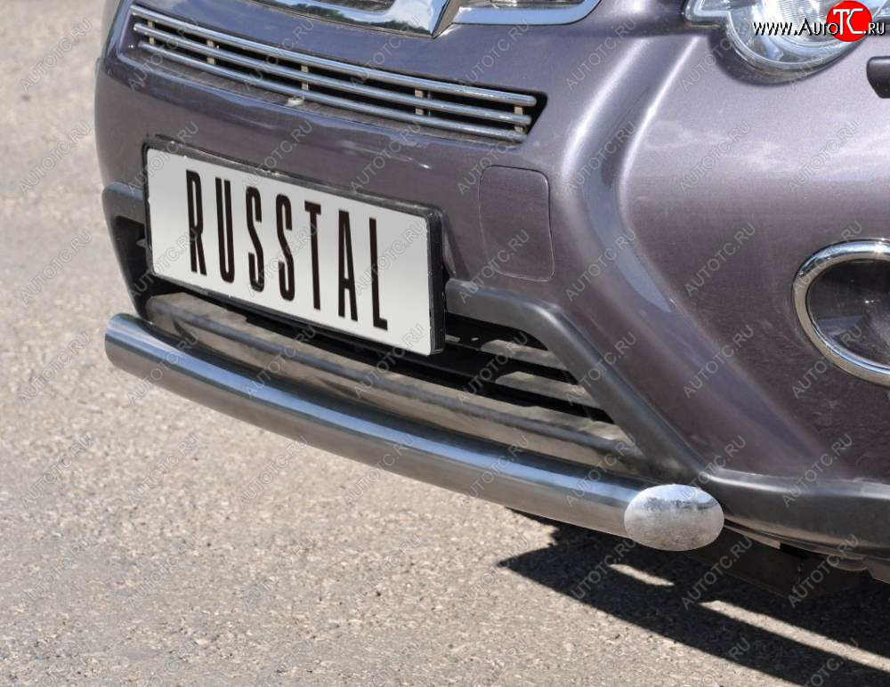 15 299 р. Защита переднего бампера (Ø76 мм, нержавейка) SLITKOFF Nissan X-trail 2 T31 рестайлинг (2010-2015)  с доставкой в г. Вологда