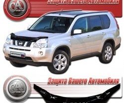 2 399 р. Дефлектор капота CA Plastic exclusive  Nissan X-trail  2 T31 (2007-2011) дорестайлинг (серия Classic черный, Без надписи)  с доставкой в г. Вологда. Увеличить фотографию 2