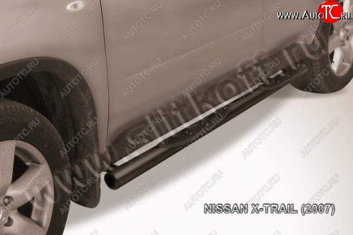 12 399 р. Защита порогов Slitkoff Nissan X-trail 2 T31 дорестайлинг (2007-2011) (Цвет: серебристый)  с доставкой в г. Вологда