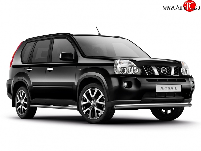 8 199 р. Широкая защита порогов Petroil Tuning Nissan X-trail 2 T31 дорестайлинг (2007-2011)  с доставкой в г. Вологда