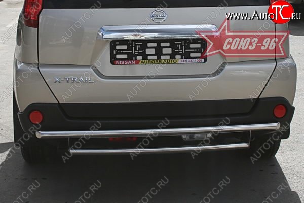 15 119 р. Защита заднего бампера двойная Souz-96 (d42-42) Nissan X-trail 2 T31 дорестайлинг (2007-2011)  с доставкой в г. Вологда