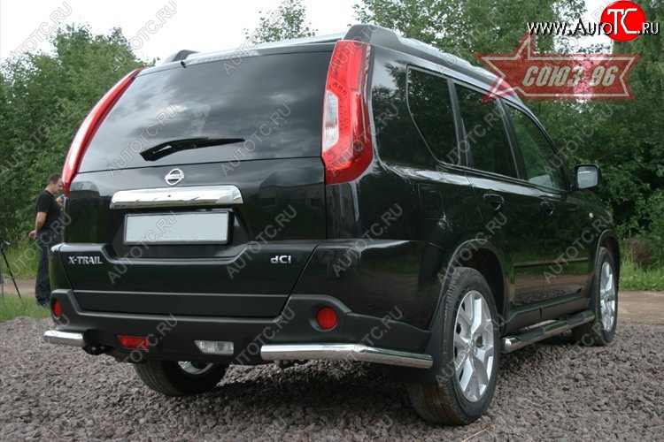 1 169 р. Задняя защита бампера уголки d60 Souz-96 Nissan X-trail 2 T31 рестайлинг (2010-2015)  с доставкой в г. Вологда