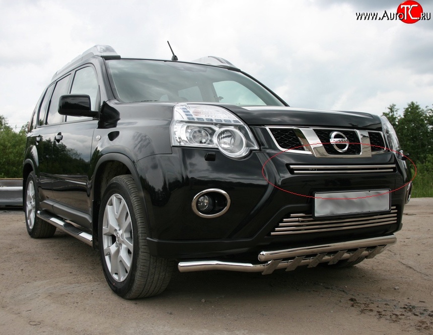 2 204 р. Декоративная вставка воздухозаборника Novline (d16 мм, верхняя) Nissan X-trail 2 T31 рестайлинг (2010-2015)  с доставкой в г. Вологда
