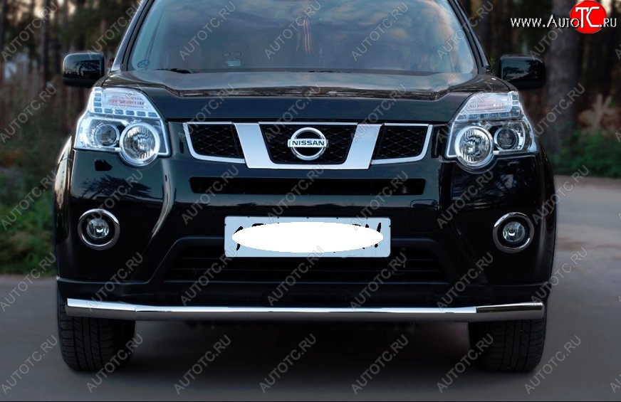14 599 р. Защита переднего бампера (Ø63 мм, нержавейка) SLITKOFF Nissan X-trail 2 T31 рестайлинг (2010-2015)  с доставкой в г. Вологда
