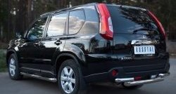 15 699 р. Защита заднего бампера (2 трубы Ø76, нержавейка) SLITKOFF Nissan X-trail 2 T31 рестайлинг (2010-2015)  с доставкой в г. Вологда. Увеличить фотографию 4