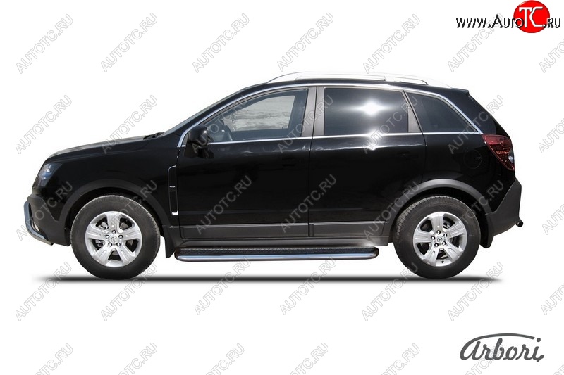 14 219 р. Защита штатных порогов с листом Arbori (нержавейка, алюминий, d57) Opel Antara (2006-2010)  с доставкой в г. Вологда