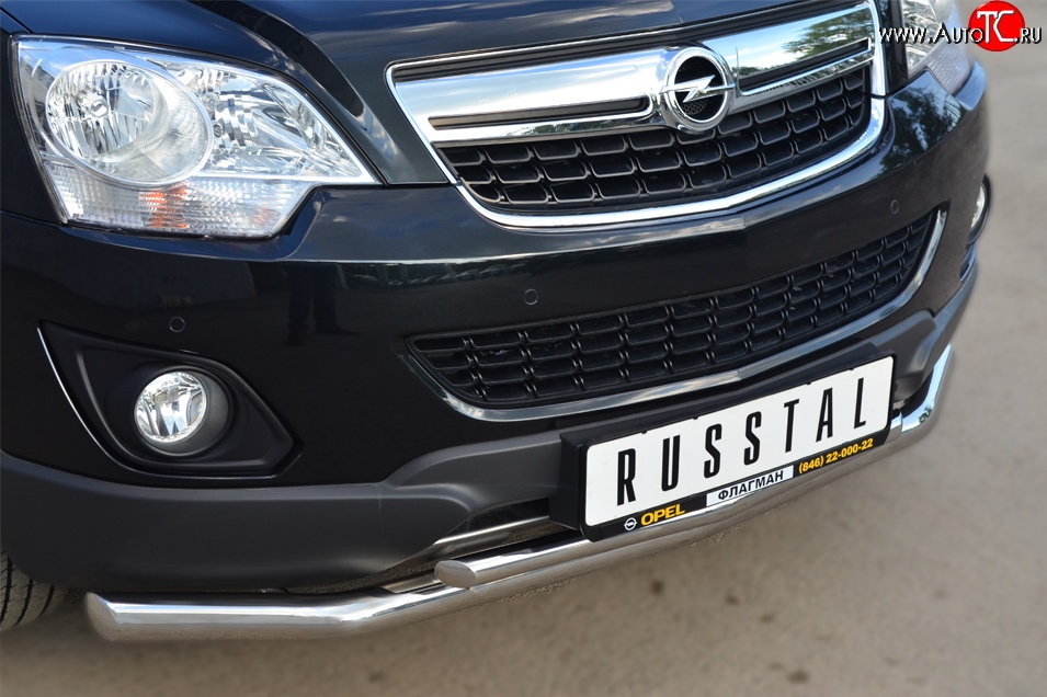16 949 р. Защита переднего бампера (2 трубыØ63 и 42 мм, нержавейка) SLITKOFF Opel Antara рестайлинг (2010-2015)  с доставкой в г. Вологда