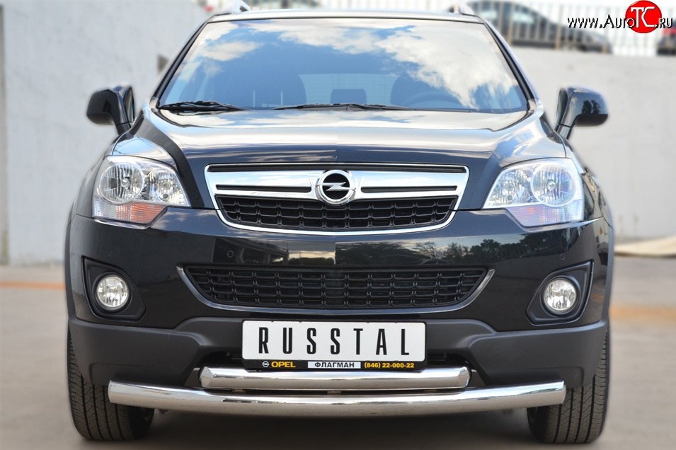 20 399 р. Защита переднего бампера (2 трубыØ76 и 63 мм, нержавейка) SLITKOFF Opel Antara рестайлинг (2010-2015)  с доставкой в г. Вологда