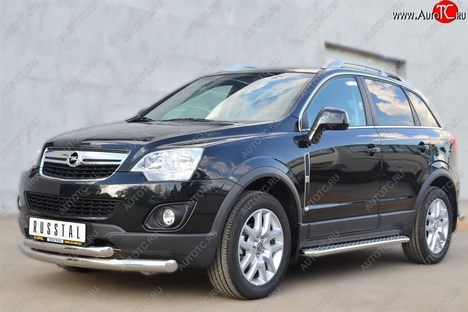 22 999 р. Защита порогов из круглой трубы диаметром 42 мм SLITKOFF v2 Opel Antara рестайлинг (2010-2015)  с доставкой в г. Вологда