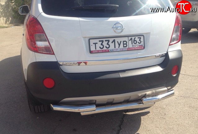 11 899 р. Двойная защита заднего бампера d63.5 мм Металл Дизайн Opel Antara рестайлинг (2010-2015) (полированная нержавейка)  с доставкой в г. Вологда