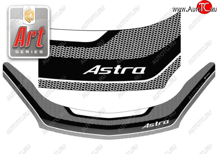2 399 р. Дефлектор капота CA-Plastiс  Opel Astra  H (2004-2007) седан дорестайлинг (серия Art черная)  с доставкой в г. Вологда