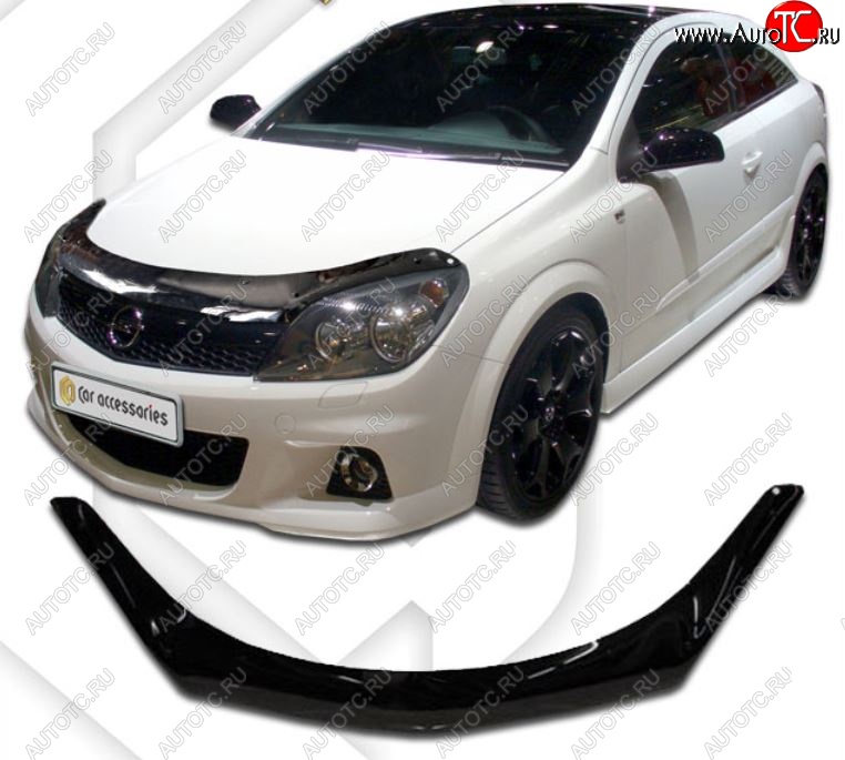 2 159 р. Дефлектор капота CA-Plastiс  Opel Astra  H (2004-2015) хэтчбек 5дв дорестайлинг, хэтчбек 5дв рестайлинг (серия Classic черный, Без надписи)  с доставкой в г. Вологда