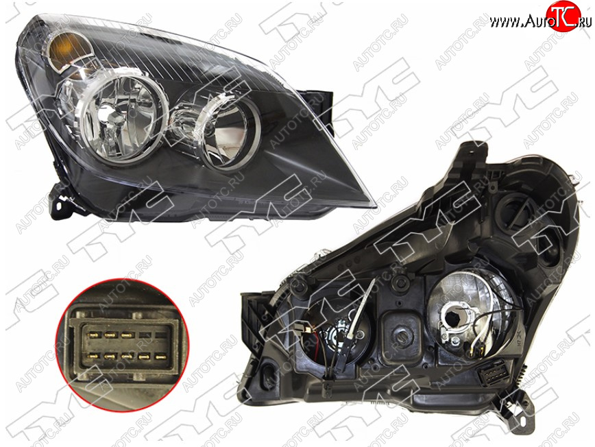 17 749 р. Правая фара передняя TYC (черная, с электрокорректором) Opel Astra H хэтчбек 5дв дорестайлинг (2004-2007)  с доставкой в г. Вологда