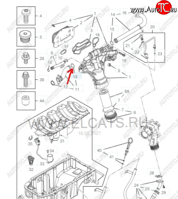 76 р. Уплотнительное кольцо трубопровода маслоохладителя GM (дв. Z16XEP) Opel Astra H универсал рестайлинг (2007-2015)  с доставкой в г. Вологда