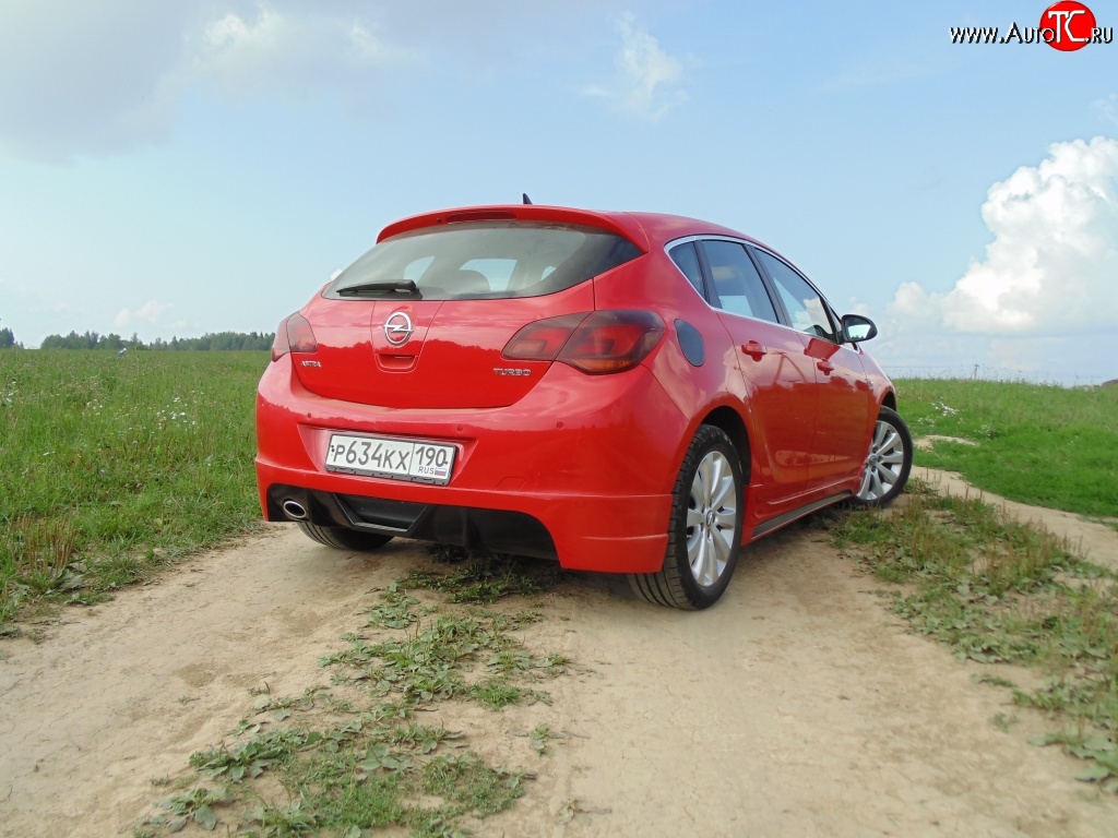 3 899 р. Накладка Sport на задний бампер Opel Astra J хэтчбек 5 дв. дорестайлинг (2009-2012) (Неокрашенная)  с доставкой в г. Вологда