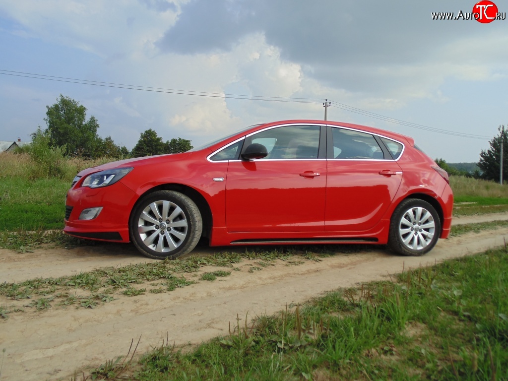 5 249 р. Пороги накладки Sport Opel Astra J хэтчбек 5 дв. дорестайлинг (2009-2012) (Неокрашенные)  с доставкой в г. Вологда