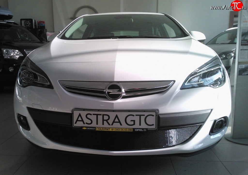 1 469 р. Сетка на бампер GTC Russtal (черная) Opel Astra J хэтчбек 5 дв. дорестайлинг (2009-2012)  с доставкой в г. Вологда