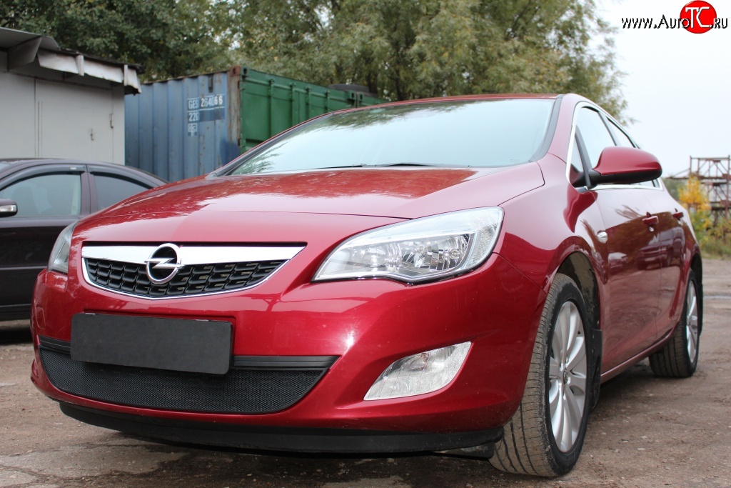 1 469 р. Сетка на бампер Russtal (черная) Opel Astra J хэтчбек 5 дв. дорестайлинг (2009-2012)  с доставкой в г. Вологда