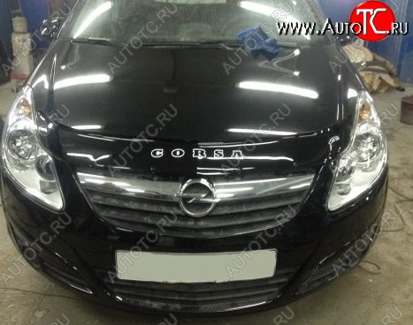 999 р. Дефлектор капота Russtal Opel Corsa D дорестайлинг, хэтчбэк 3 дв. (2006-2010)  с доставкой в г. Вологда