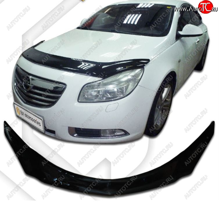 2 599 р. Дефлектор капота CA-Plastic Opel Insignia A дорестайлинг седан (2008-2013) (Classic черный, Без надписи)  с доставкой в г. Вологда