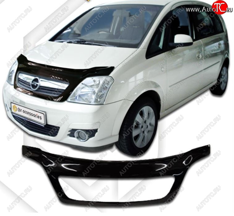 2 599 р. Дефлектор капота CA-Plastic Opel Meriva A (2002-2010) (Classic черный, Без надписи)  с доставкой в г. Вологда