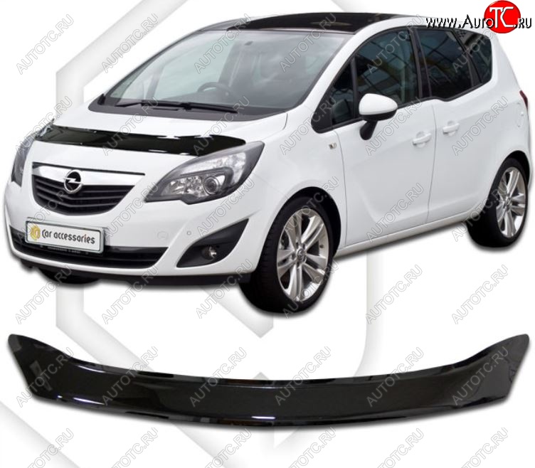 1 999 р. Дефлектор капота CA-Plastic  Opel Meriva  B (2010-2013) (Classic черный, Без надписи)  с доставкой в г. Вологда