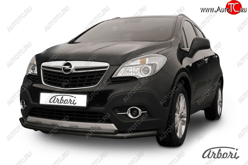 7 559 р. Защита переднего бампера Arbori (черная, 2 трубы d57 и 42 mm) Opel Mokka  дорестайлинг (2012-2016)  с доставкой в г. Вологда